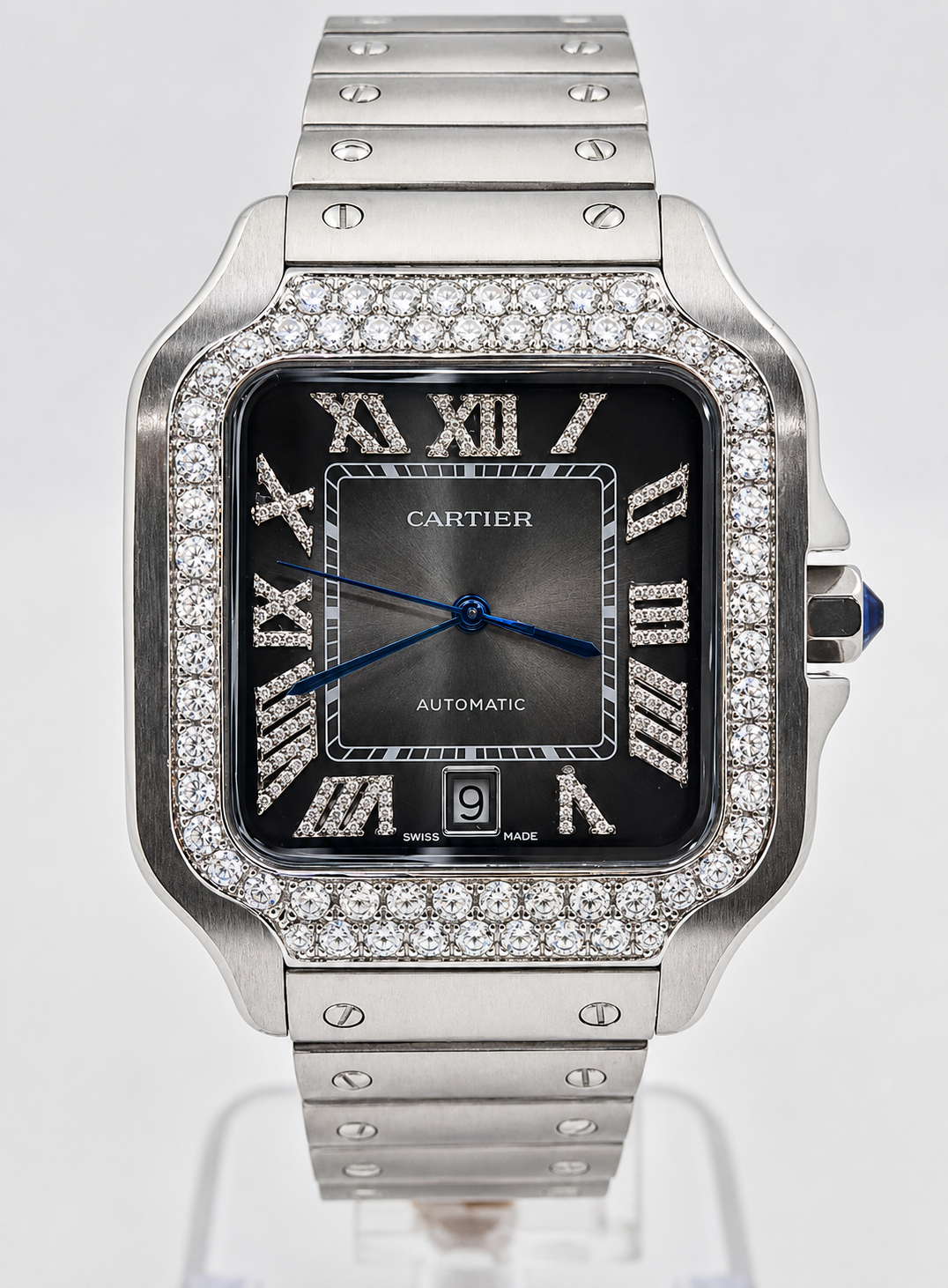 Slate Grey Dial / Diamond Roman Numerals / Diamond Bezel / Steel