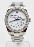 "Who Cares I'm Already Late" / White Dial / Diamond Bezel / Steel