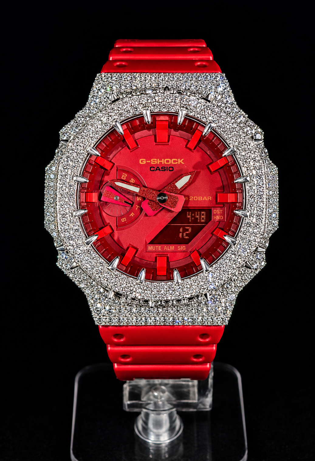 Iced Out Bezel / Red Dial / Red Strap