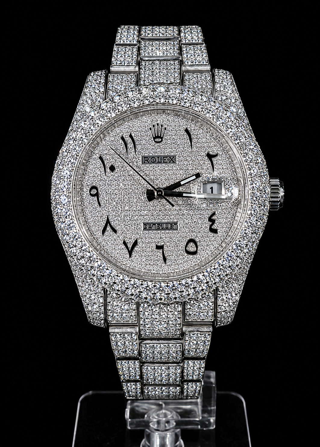 Full Iced Out / Steel / Arabic Pavé Dial