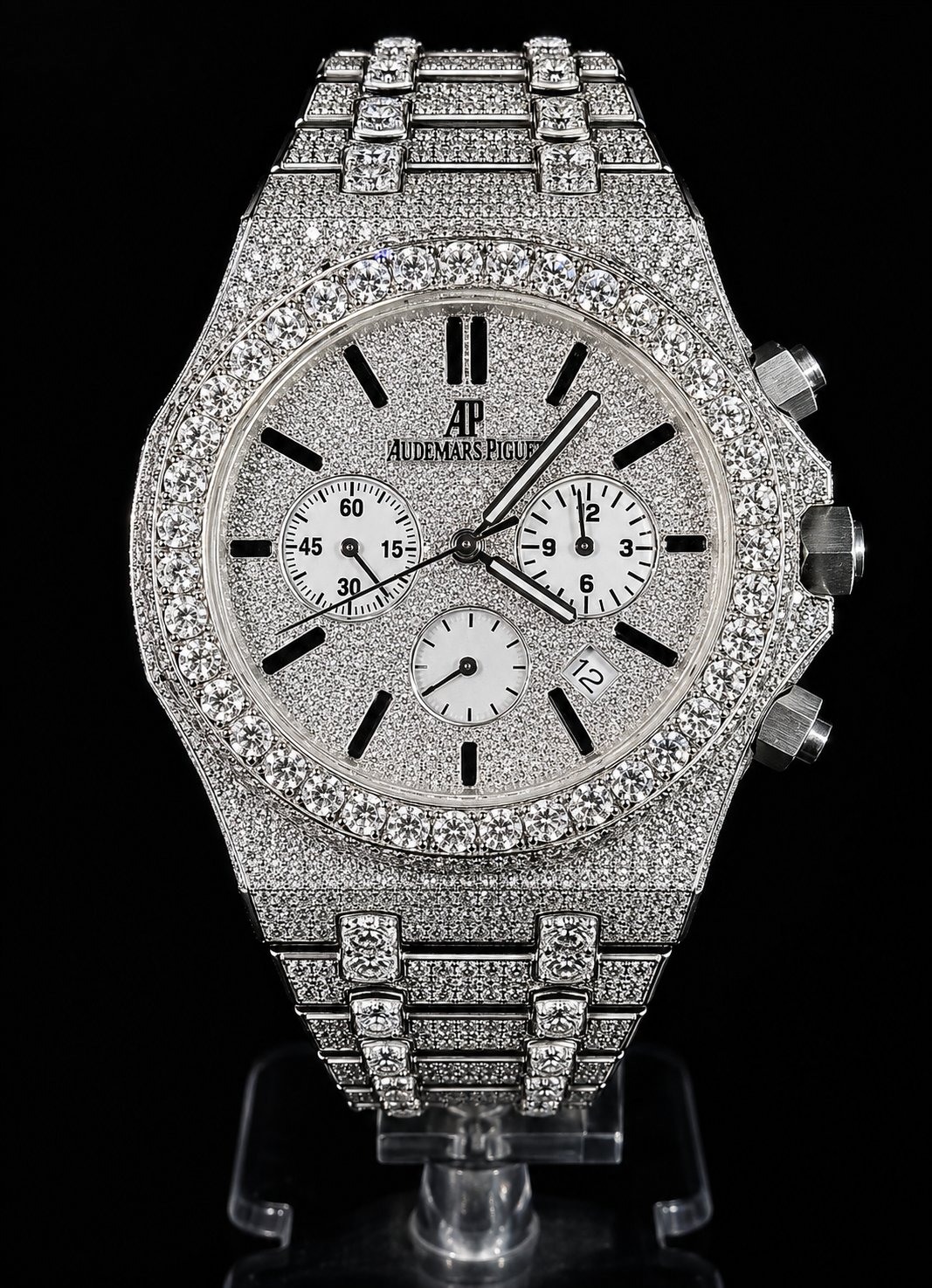 Full Iced Out / Silver / White Subdials