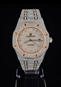 Full Iced Out / Two-Tone Rose Gold & Steel / Baguette Pavé Dial