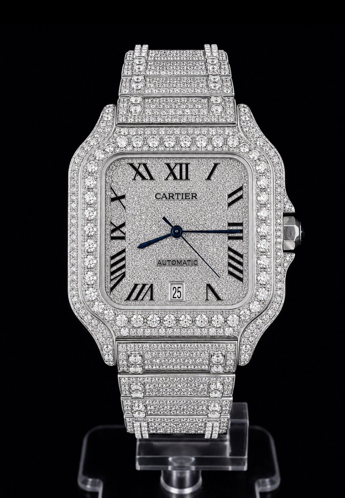 Full Iced Out / Roman Pavé Dial / Silver