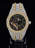 Full Iced Out / Two-Tone Yellow Gold & Steel / Skeleton Dial