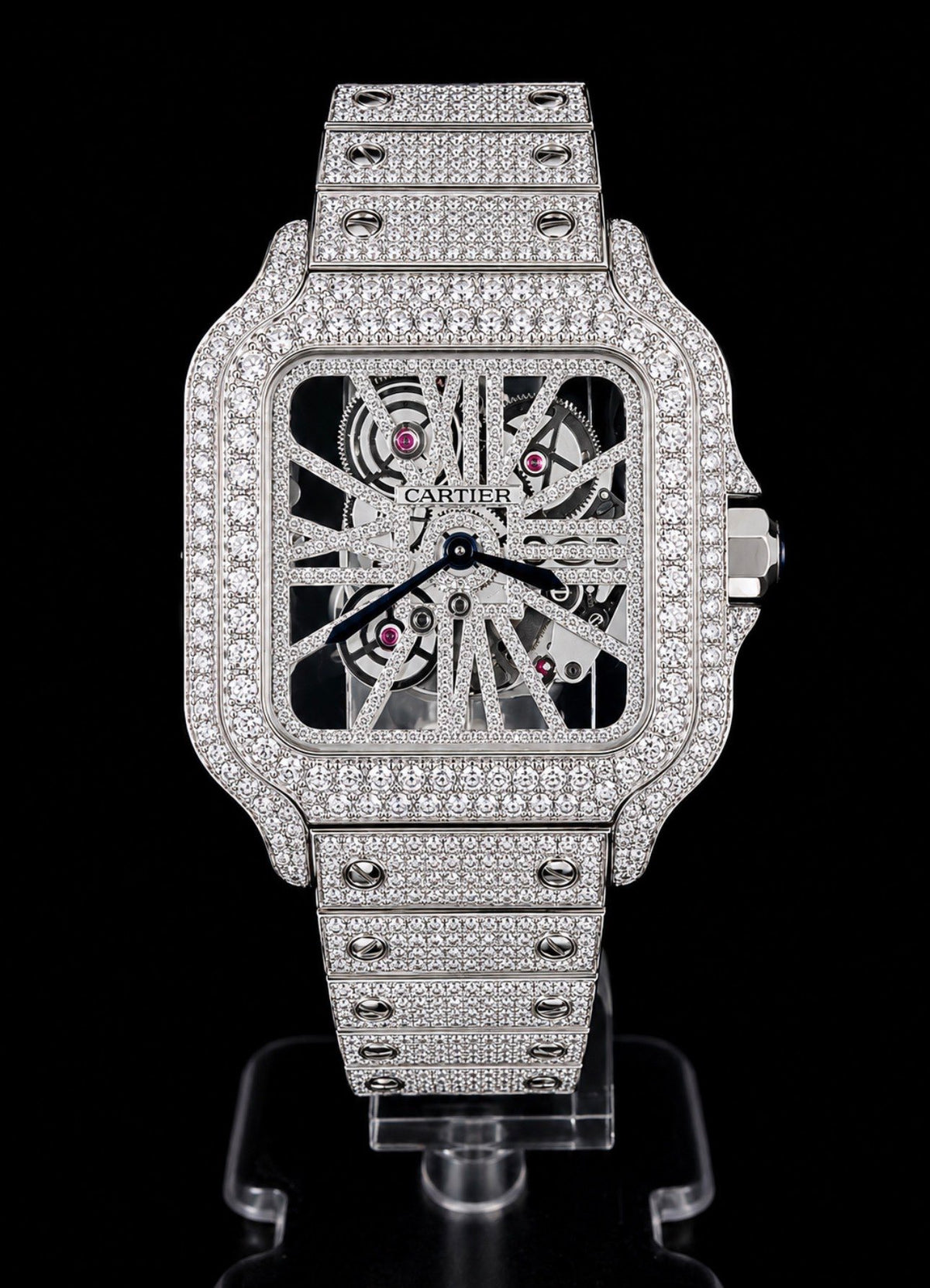 Full Iced Out / Skeleton Dial / Silver