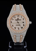 Full Iced Out / Two-Tone Rose Gold & Steel / Arabic Pavé Dial