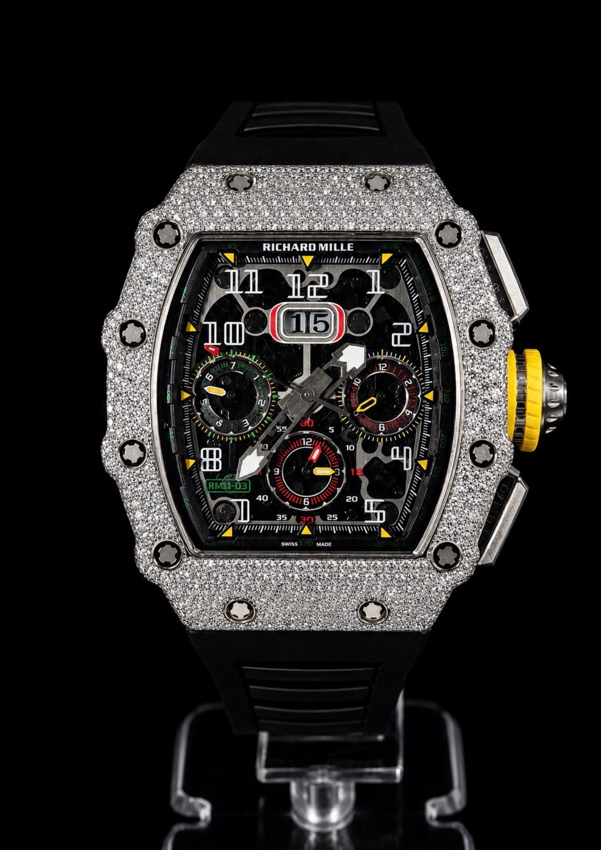 Iced Out Case / Black Rubber Strap