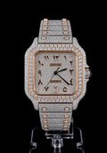 Full Iced Out / Two-Tone Rose Gold / Arabic Pavé Dial