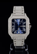 Full Iced Out / Blue Dial / Silver