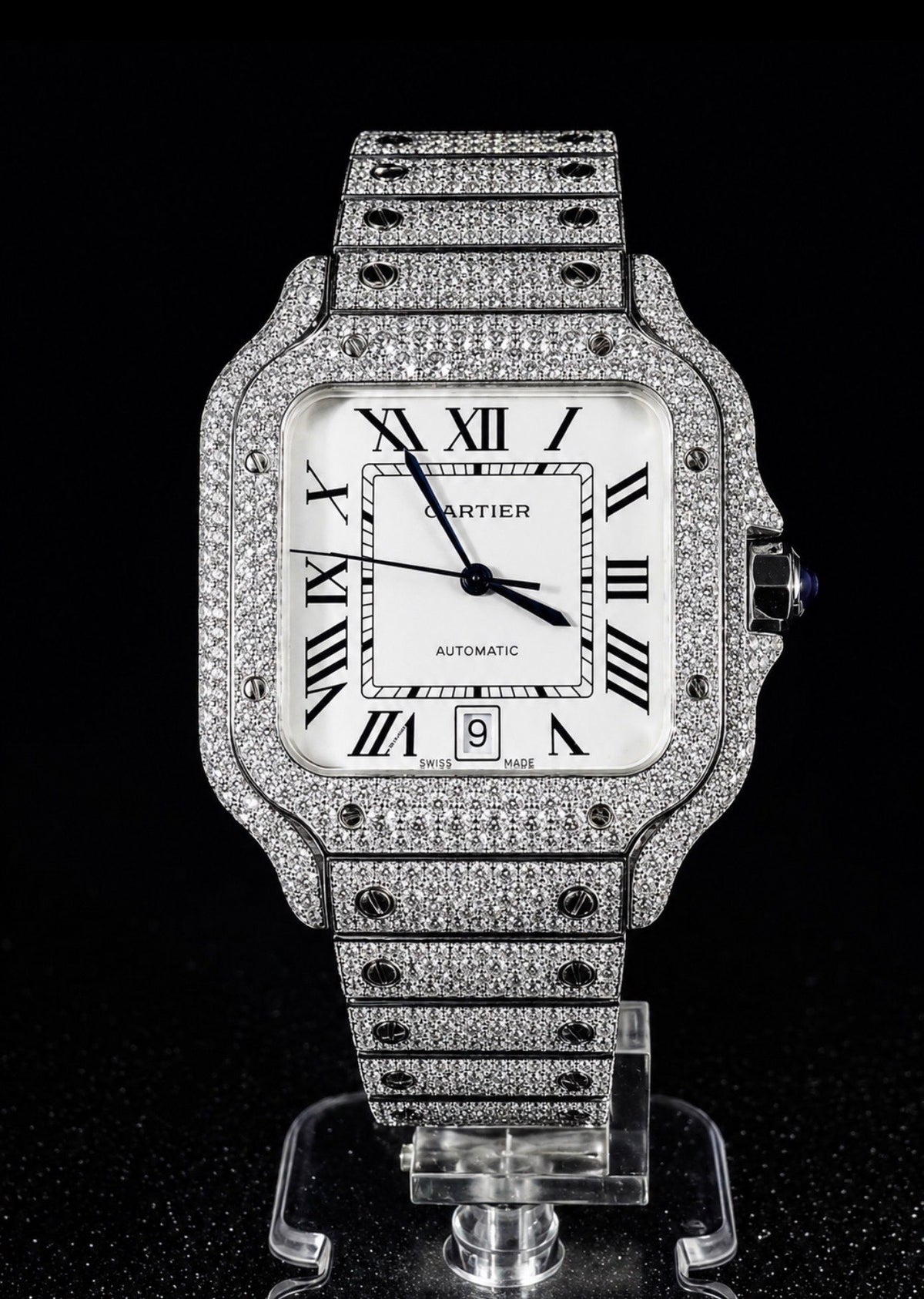 Full Iced Out / White Dial / Silver