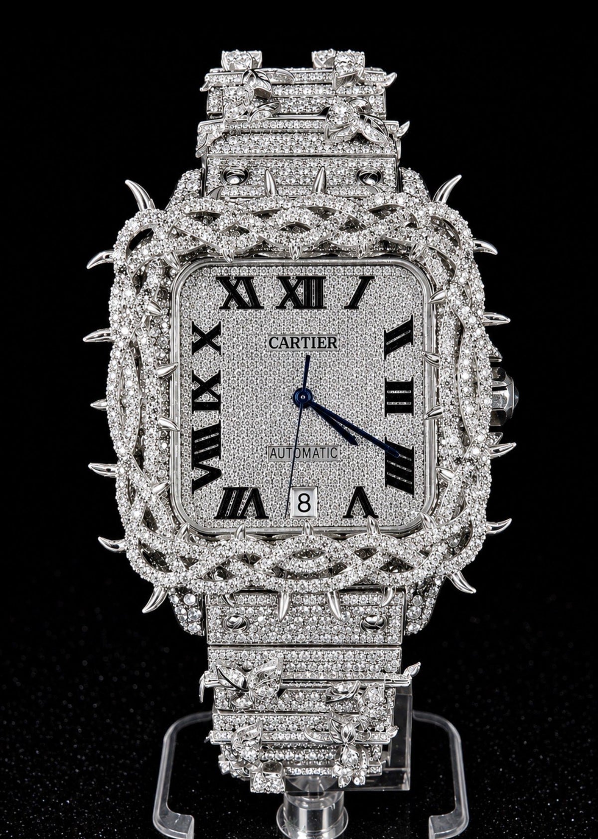 Full Iced Out / Thorn Bezel / White Gold & Diamond Pavé